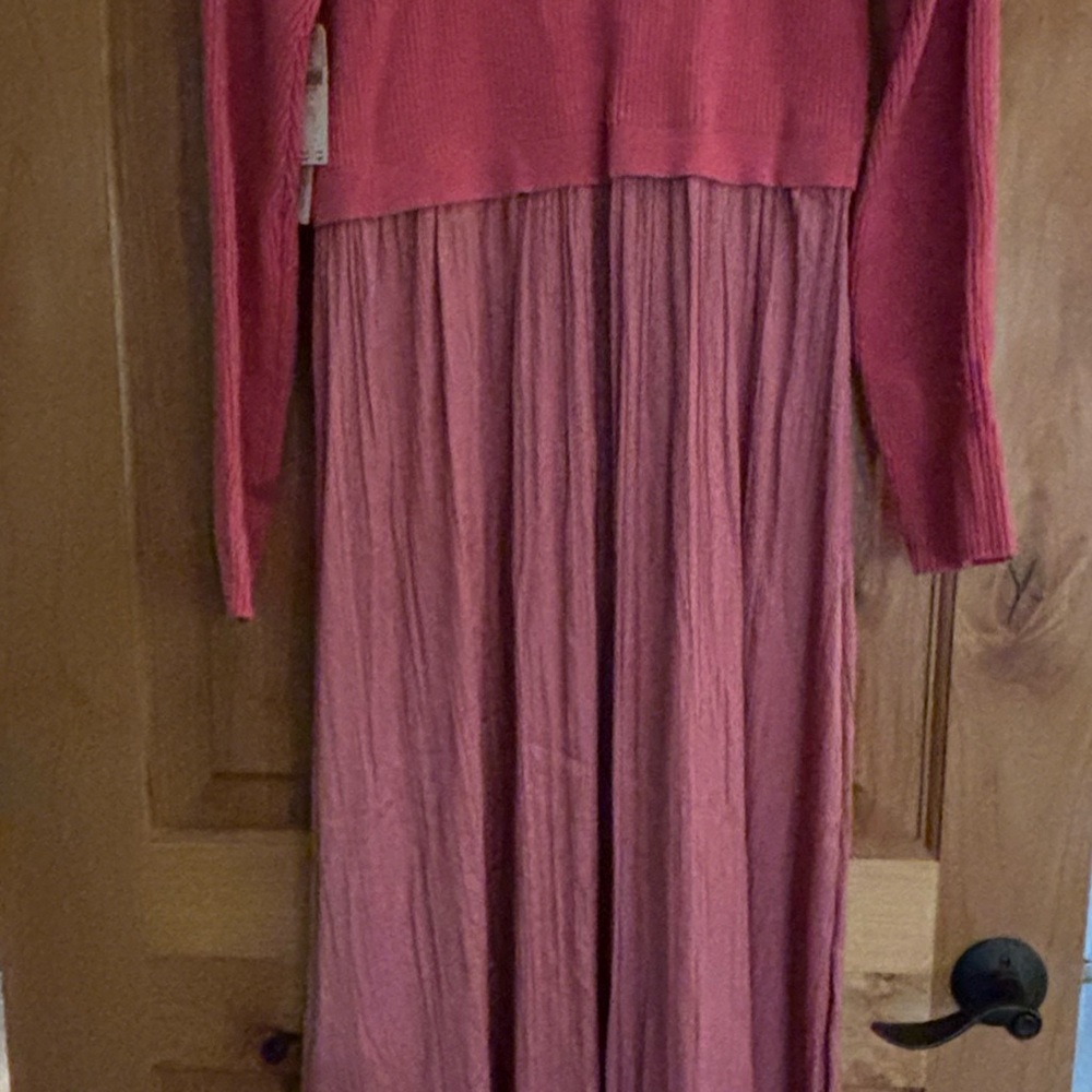 Anthropologie Elegant Pink Long Sleeve Dress